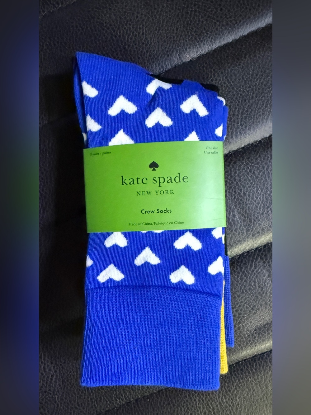 kate spade Royal Blue & White Heart Crew Socks